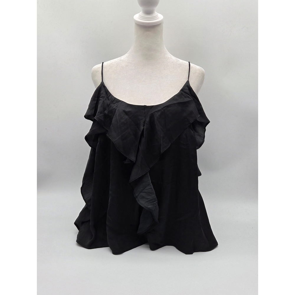 Honey Punch Women's Large Black Ruffle Spaghetti Strap Top NWT 101-565